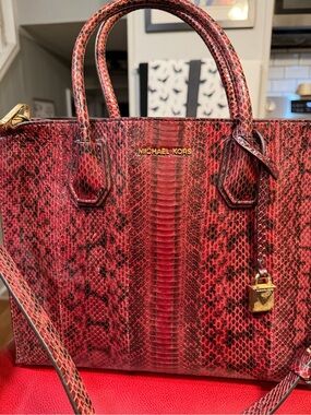 Michael Kors Mercer python Embossed satchel/ tote